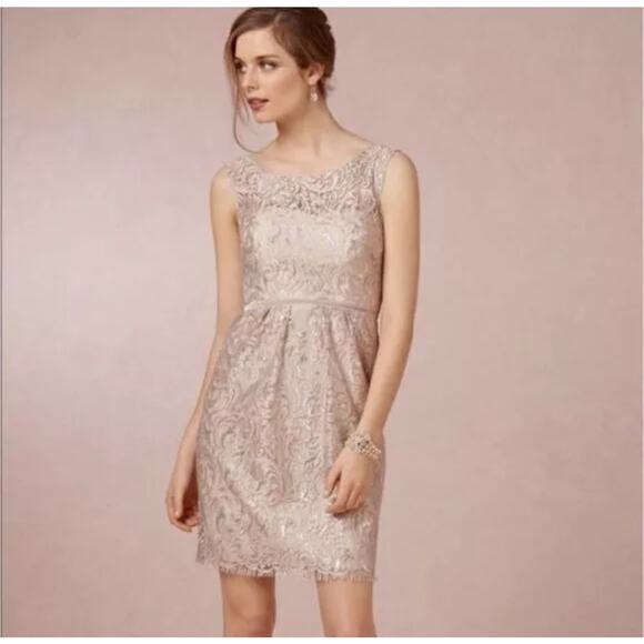 Jenny Yoo Collection Harlow Dress Lace Sweetheart Mini Cream Metallic - Picture 1 of 7